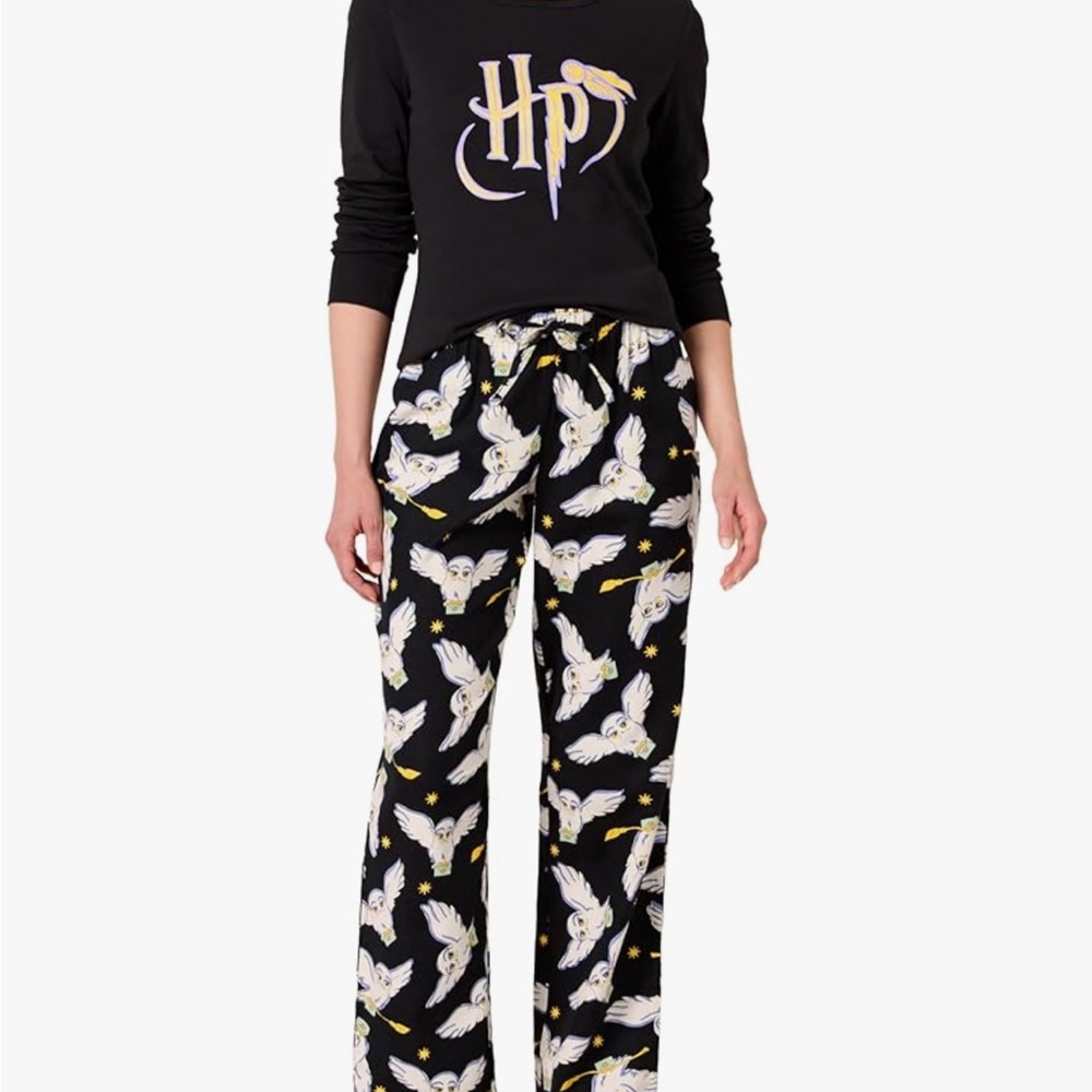 HP Women's Black Pajama Pants with Owl Print